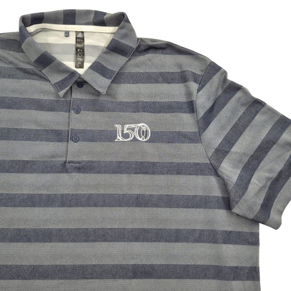 adidas Other - Adidas Golf Polo Shirt 150 British Open‎ Logo Striped Gray Mens 2XL